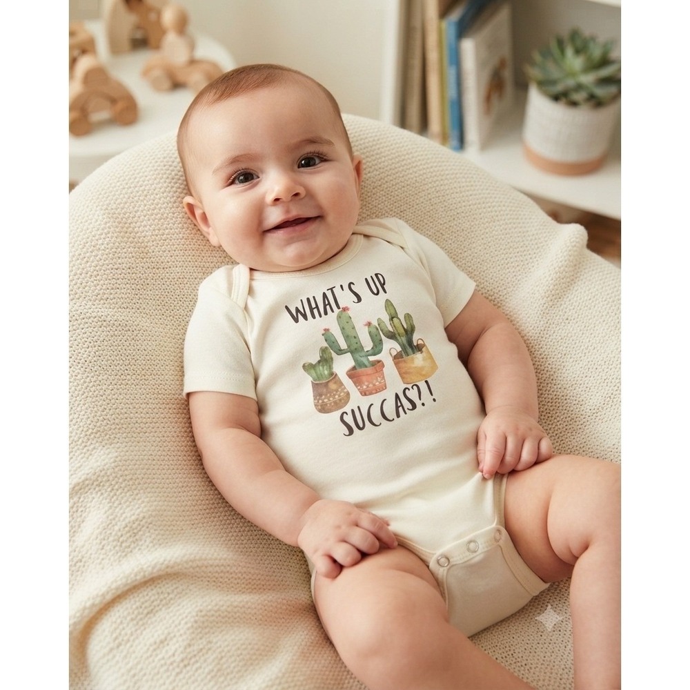 Laughing Giraffe Baby White Cactus Succulent Graphic Bodysuit 0-3 M Pun Humor
